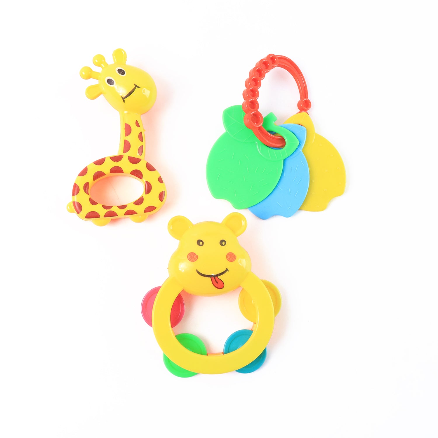 3 Pcs Set Colorful Animal Shape Baby Rattle Toy 3 Pcs Set Colorful Animal Shape Baby Rattle Toy